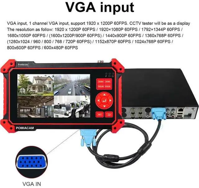 Alt view image 2 of 7 - C,C,TV Camera Tester 8MP AHD CVI TVI CVBS Camera Tester 5 Inch Screen