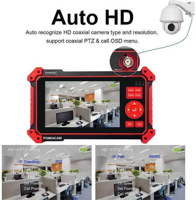 Alt view image 3 of 7 - 5" Portable C,C,TV Tester 8MP AHD/CVI/TVI Monitor Camera Tester HDMI & VGA Input