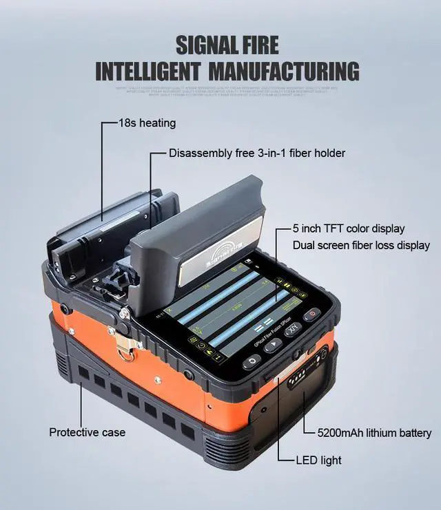Alt view image 7 of 7 - AI-5 Signal Fire Automatic SM&MM FTTH Fiber Optic Splicing Machine Optical Fiber Fusion Splicer