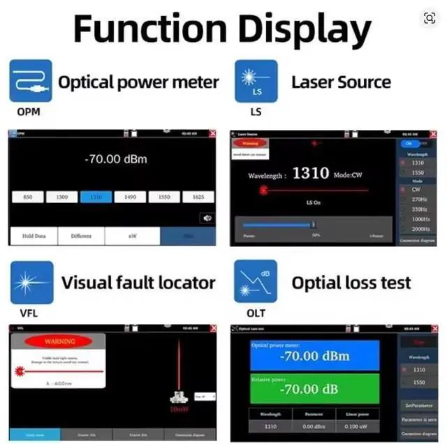 Alt view image 4 of 7 - MOT-30 OLED OTDR Tester4 Inch IPS Touch Screen OPM VFL Time-domain Fiber Tester