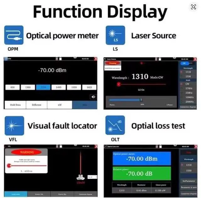 Alt view image 4 of 7 - 4" IPS MOT-30 OLED OTDR Tester Optical Fiber & Network Cable Testing 26/24dB MOT-30C-1310/1550-26/24