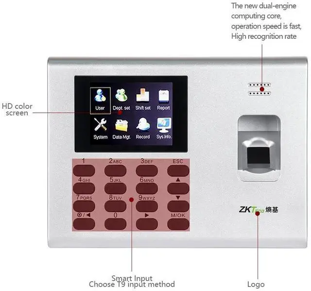 Alt view image 6 of 7 - ZK,Teco K40 TCP/IP 2.8" Screen Biometric Fingerprint Time Attendance System USA