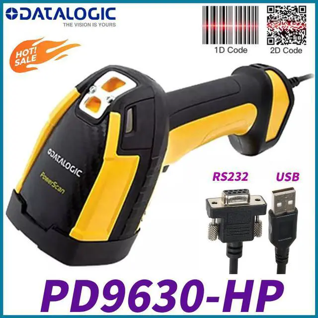 Alt view image 2 of 7 - Da,talo,gic PD9630-HP Ultra-Rugged Cordless 1D/2D Barco,de Scann,er IP67 Industrial USB/RS232 Kit RS232