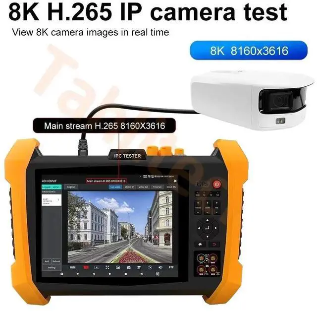 Alt view image 5 of 7 - CCTV Tester 8MP IP Camera Tester 8" Display AHD CVI TVI CVBS VGA HDMI Test IPC-H20-MOVTADHSEF