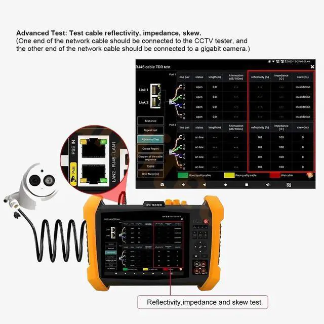 Alt view image 6 of 7 - CCTV Tester 8MP IP Camera Tester 8" Display AHD CVI TVI CVBS VGA HDMI Test IPC-H20-MOVTADHSEF