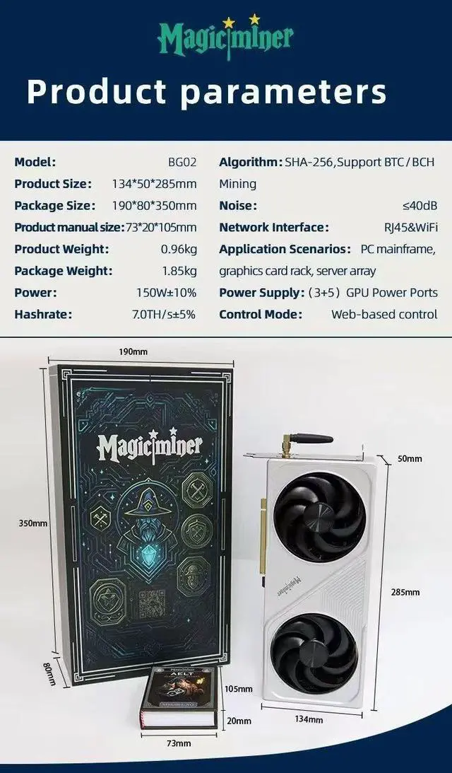 Alt view image 4 of 7 - Magic Miner BG02 7.0Th/s ASIC Bitcoin Miner Dual Mode (WiFi+RJ45) BTC Mining