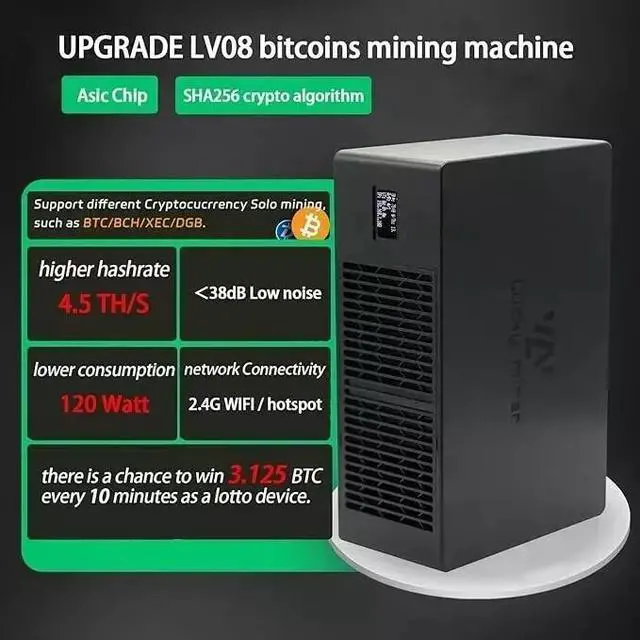 Alt view image 4 of 7 - Lucky Miner LV08 4.5Th/S Bitcoin BTC Miner WIFI SHA-256 Solo Mining Lotto Device
