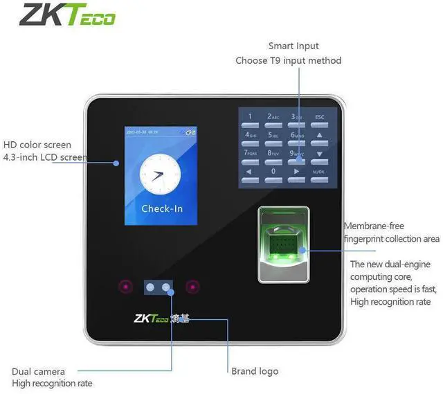Alt view image 3 of 7 - ZKTeco FA200 Face Recognition Biometric Time Attendance Access Control System