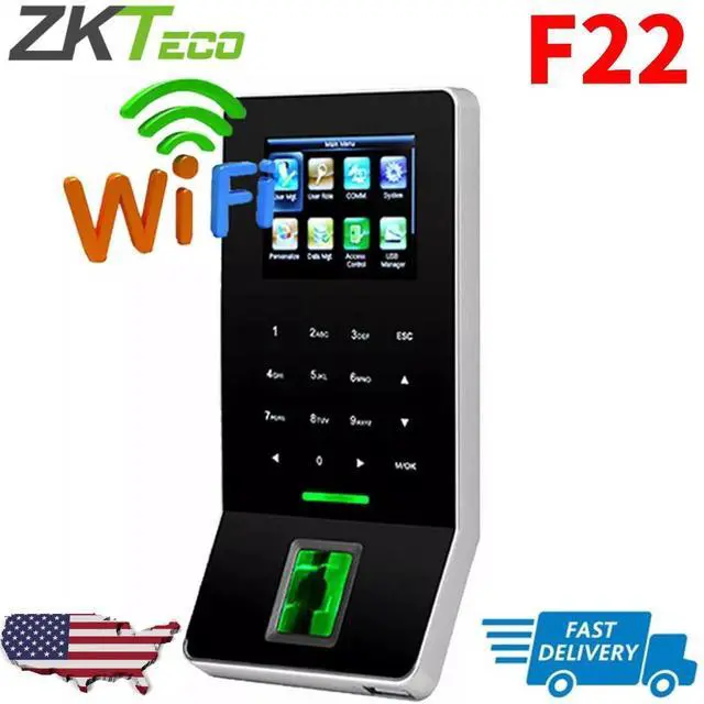 Main image of ZKteco F22 Wifi TCP/IP Fingerprint System ID Access Control Time Attendance US