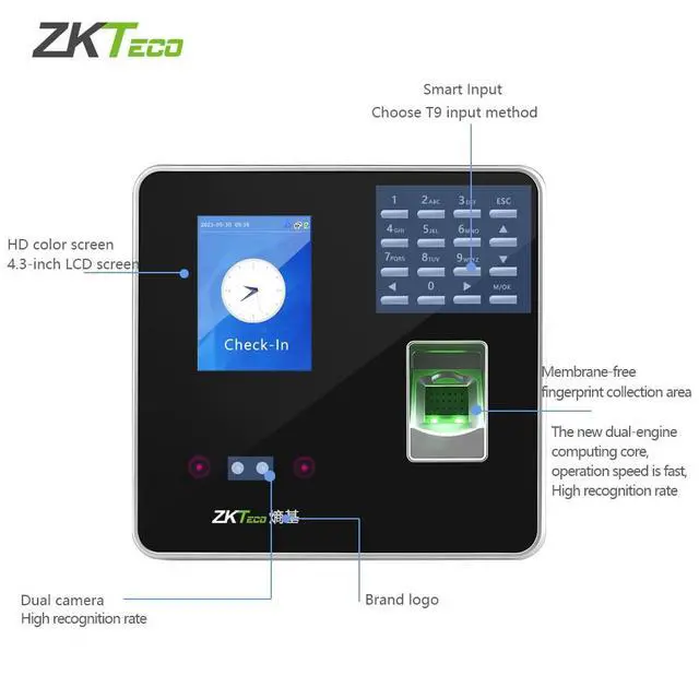 Alt view image 3 of 7 - ZKTeco FA200 Smart Face Fingerprint Biometric Time Attendance Terminal Clock