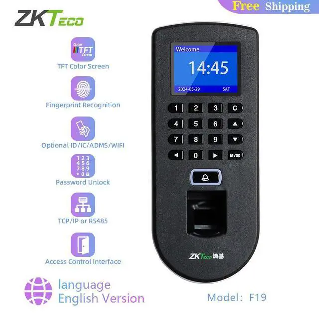 Alt view image 2 of 7 - Zkteco F19 TCP/IP Fingerprint Time Attendance And Access System ID/IC/WIFI/ADMS Module
