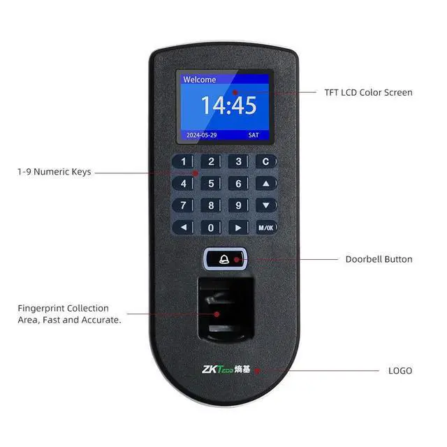 Alt view image 6 of 7 - ZKTeco F19 TCP/IP Biometric Fingerprint Time Attendance & Access Control System ID/IC/WIFI/ADMS