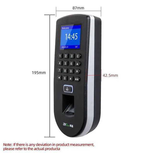 Alt view image 5 of 7 - Zkteco F19 TCP/IP Fingerprint Time Attendance And Access System With ID/IC/WIFI/ADMS Card