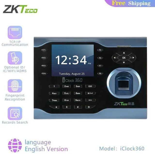 Main image of ZKTeco iClock360 Fingerprint Time Attendance Terminal 3.5 Inch Screen Time Clock