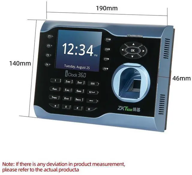 Alt view image 5 of 7 - ZKteco iclock360 WiFi/ID/IC Fingerprint time attendance Time Recorder Time Clock