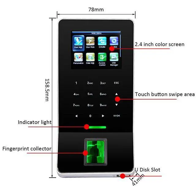 Alt view image 4 of 7 - ZKTeco F22 WiFi TCP/IP Access Control Ultra-thin Fingerprint Time Attendance