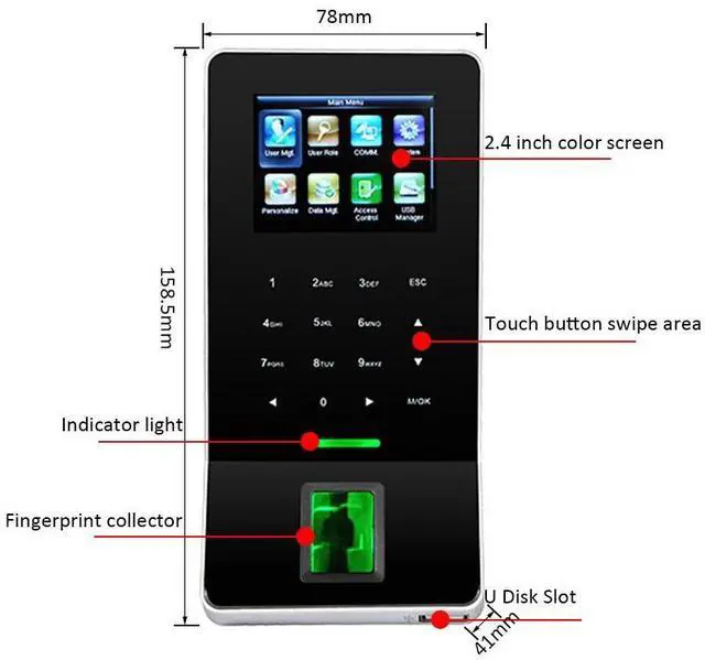 Alt view image 4 of 7 - ZKTeco F22 IC/ID WiFi/ADMS TCP/IP Biometric Fingerprint Access Time Attendance