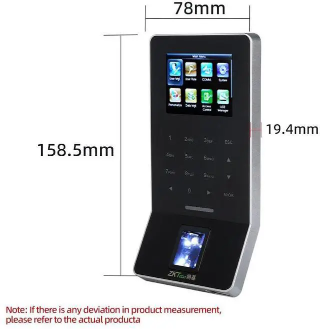 Alt view image 2 of 7 - ZKTeco F22 TCP/IP WiFi 2.4'' Biometric Fingerprint Door Access Time Attendance