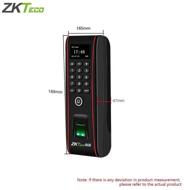 Alt view image 4 of 6 - ZKteco TF1700 Fingerprint Access Control Terminal Waterproof ID/IC/ADMS