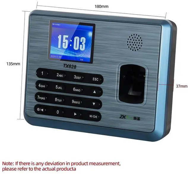 Alt view image 5 of 7 - ZKTeco TX628 ID/IC/WiFi/ADMS Fingerprint Time Attendance Terminal Access Control TX628 + ADMS