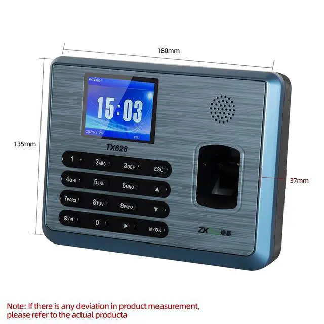 Alt view image 5 of 7 - ZKteco TX628 TCP/IP Fingerprint 125K Card Time Attendance Fingerprint Time Clock TX628+ID Card