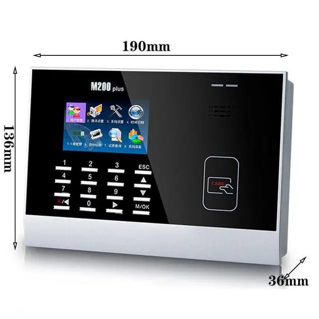 Alt view image 4 of 6 - ZKTeco M200Plus Miface Time Attendance TCP/IP Biometric Time Clock IC/ID ADMS-