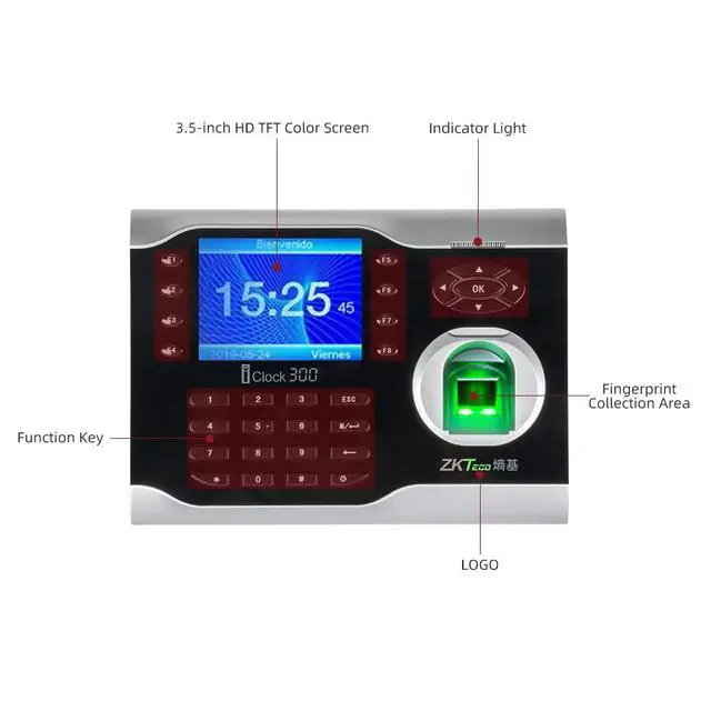Alt view image 6 of 7 - ZKteco Iclock300 TCP/IP ID&IC&WiFi USB Fingerprint Time Attendance System