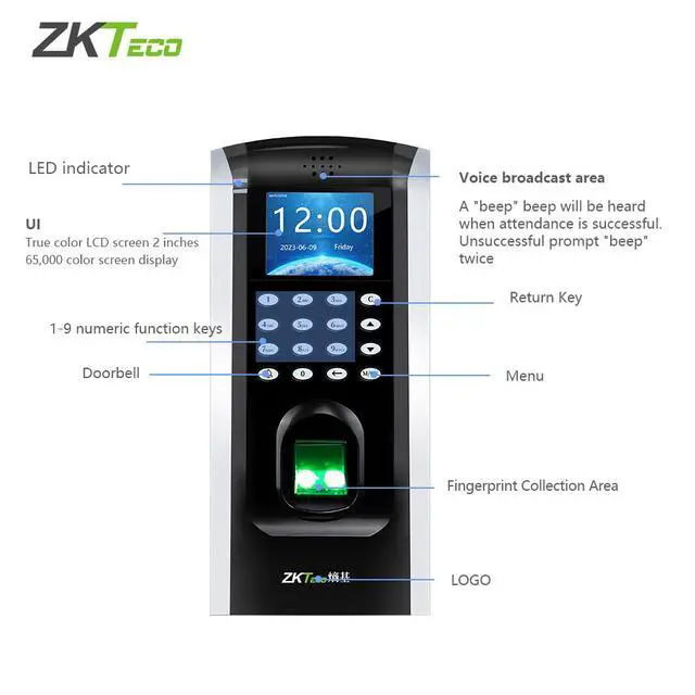 Alt view image 5 of 7 - ZKTeco F7Plus Biometric Fingerprint Time Clock Access Control Attendance-