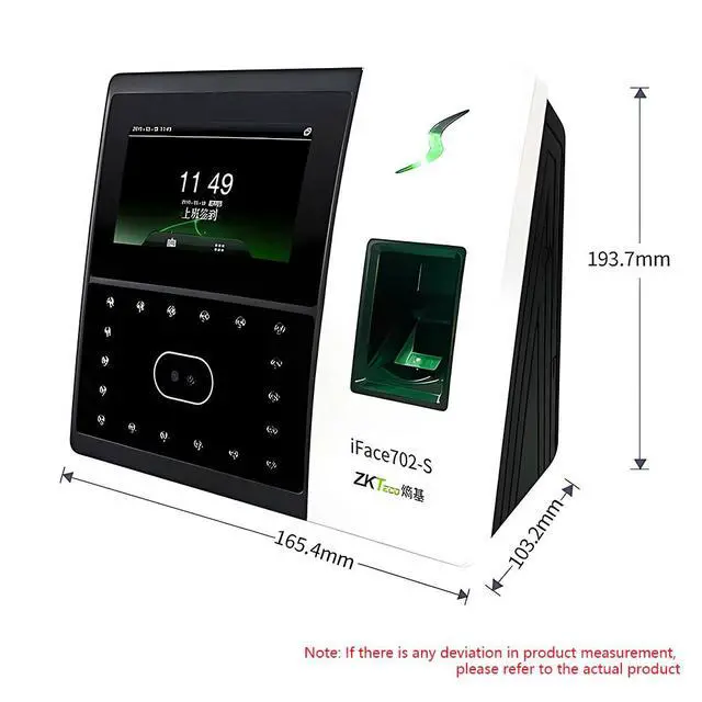 Alt view image 5 of 6 - ZK iFace702-S 4G Biometric Face Fingerprint Access Attendance Time Clock ADMS-