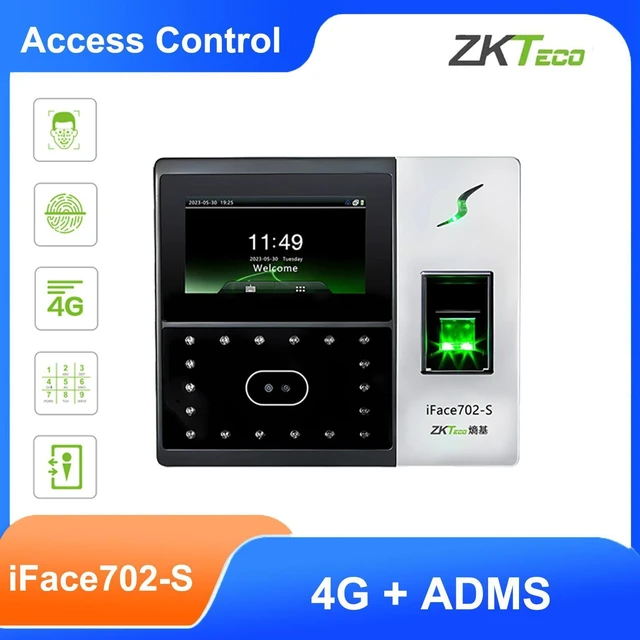 Alt view image 3 of 7 - ZKTeco iFace702-S+4G+ADMS Face Fingerprint Time Clock Time Attendance Terminal- iFace702-S+4G+ADMS+Battery