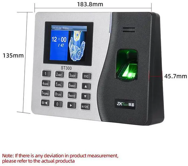 Alt view image 4 of 6 - ZKteco ST300 Fingerprint TCP / IP Network Time And Attendance Machine ID/IC Card