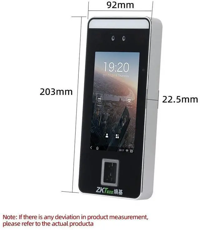 Alt view image 4 of 6 - ZKTeco XFace600 Face, Finger Scan, RFID Card Employees Small Business xFace600+ADMS