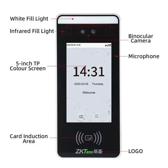 Alt view image 6 of 7 - ZKteco Xface60 TCP Face Recognition Door Access Control Time Attendance Machine xFace60+WIFI