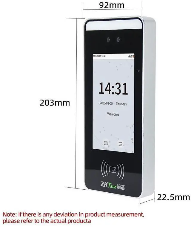 Alt view image 5 of 7 - ZKteco Xface60 Face Recognition Door Access Control Time Attendance Machine 5in xFace60+WIFI