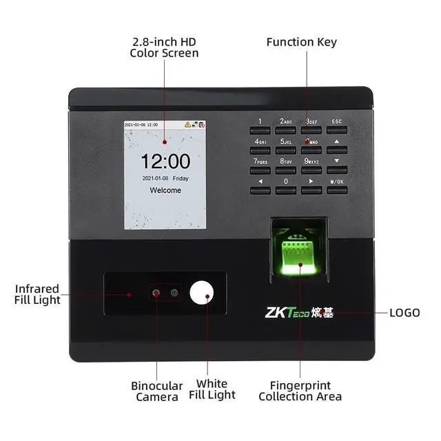 Alt view image 6 of 7 - ZKTeco nFace102-S Facial Recognition Time Terminal Door Access Control TCP/IP- nFace102+WIFI