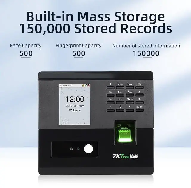 Alt view image 7 of 7 - Zkteco nFace102-S HD Camera Fingerprint Face Recognition Attendance Door Systems