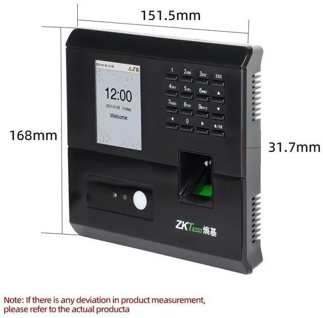 Alt view image 3 of 7 - ZKteco nFace102-S WIFI Fingerprint Facial Recognition Time Attendance Machine