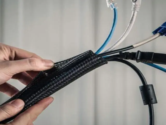 Alt view image 3 of 3 - Cable Wrap-Flexible-White Color-100 ft length in a box ready to go-F6 Flame Retardant Braided Wrap Around Sleeving Cable Mesh - 1 inch Diameter - 100 Feet