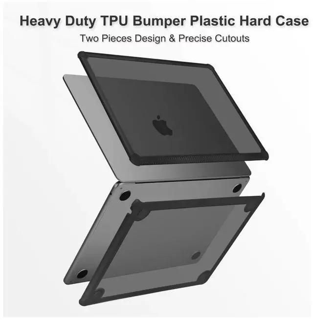 Alt view image 4 of 6 - Case 5 pack Heavy Duty Gear Case UAG Designed for MacBook Air 13" Case 2022-2025 M2/M3/M4 (A3240 A3113 A2681) - Translucent Rugged Lightweight Slim Tactile Grip Laptop Protective Cover, Plyo Ice/Black