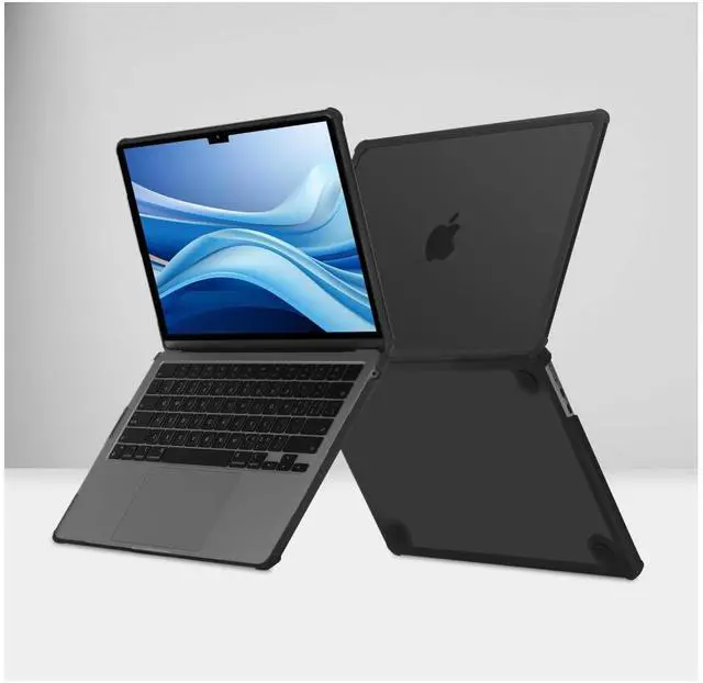 Alt view image 5 of 6 - Case 5 pack Heavy Duty Gear Case UAG Designed for MacBook Air 13" Case 2022-2025 M2/M3/M4 (A3240 A3113 A2681) - Translucent Rugged Lightweight Slim Tactile Grip Laptop Protective Cover, Plyo Ice/Black
