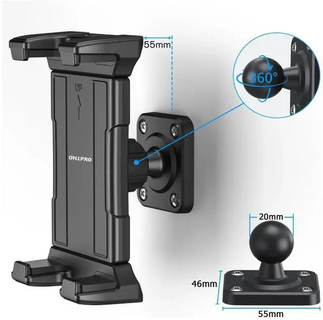 Alt view image 2 of 6 - Case Universal Tablet Wall Mount Holder for 4.7-13 inch Tablet Smartphone eReader, 360° Adjustment Compatible with iPad, iPhone, Kindle Fire HD, Galaxy Tab, Switch, Drilled Screw Mounting