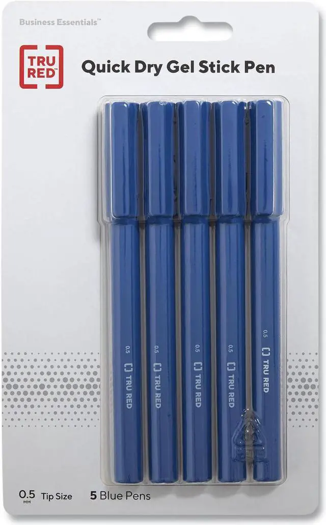 Alt view image 7 of 10 - TRU RED Quick Dry Gel Pens Fine Point 0.5mm Blue 5/Pack TR54469