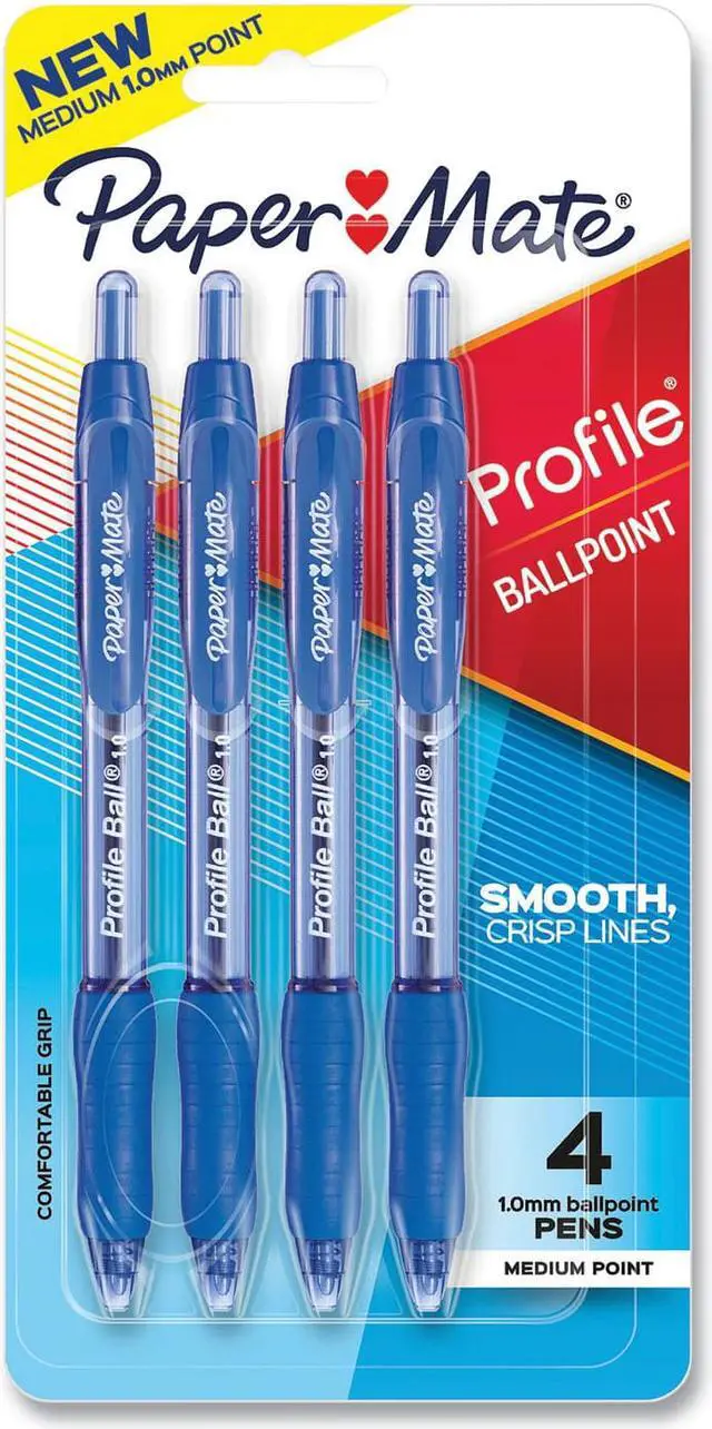 Alt view image 2 of 2 - PaperMate Profile Retractable Medium 1mm Ballpoint Pen Blue 4/Pack 2113555
