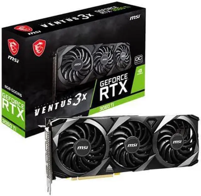 Alt view image 2 of 7 - MSI Ventus GeForce RTX 3060 Ti 8GB GDDR6 PCI Express 4.0 Video Card RTX 3060 Ti VENTUS 3X 8G OC LHR