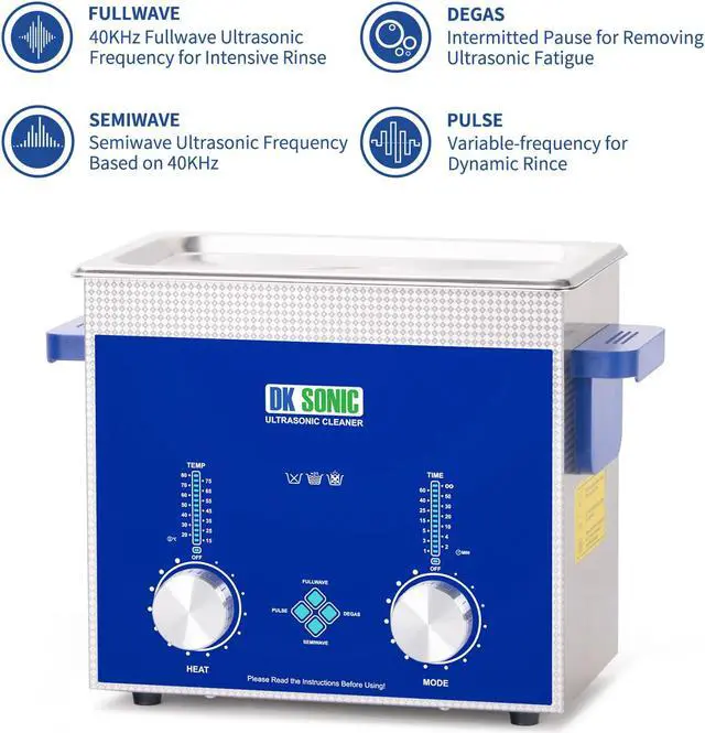 Alt view image 3 of 7 - DK SONIC Ultrasonic Cleaner - Ultrasonic Jewellery Cleaner, Ultrasonic Laboratory, Dental Tool, Carburettor, Gun, Parts, Bit Cleaning Machine with Coded Timer and Heating (0.79 Gal-3L)