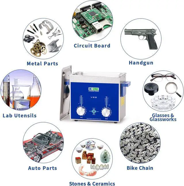 Alt view image 6 of 7 - DK SONIC Ultrasonic Cleaner - Ultrasonic Jewellery Cleaner, Ultrasonic Laboratory, Dental Tool, Carburettor, Gun, Parts, Bit Cleaning Machine with Coded Timer and Heating (0.79 Gal-3L)