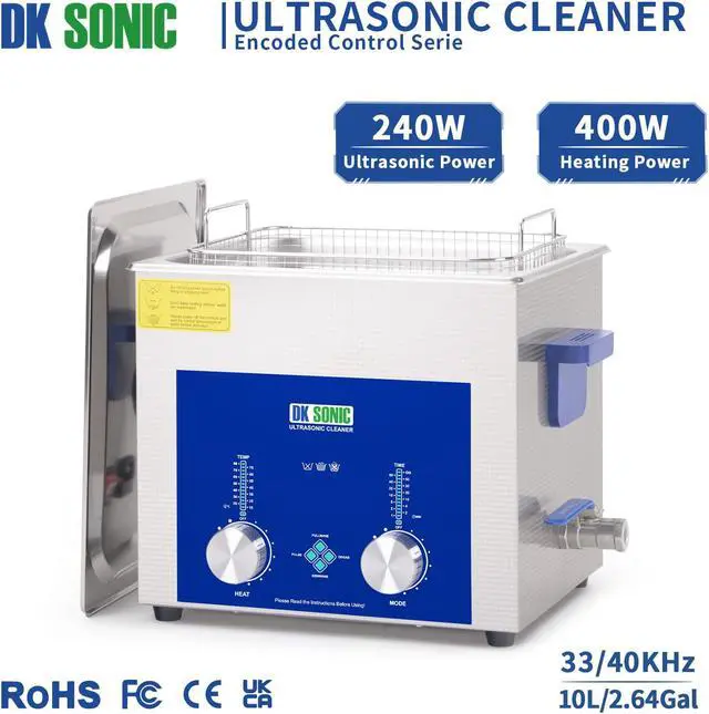 Alt view image 2 of 7 - DK SONIC Ultrasonic Cleaner - Ultrasonic Vinyl Record Cleaner,Sonic Cleaner,Ultrasound Gun,Lab Tool,Carburetor,Engine Parts Cleaning Machine with Encoded Timer and Heater(2.64Gal-10L)
