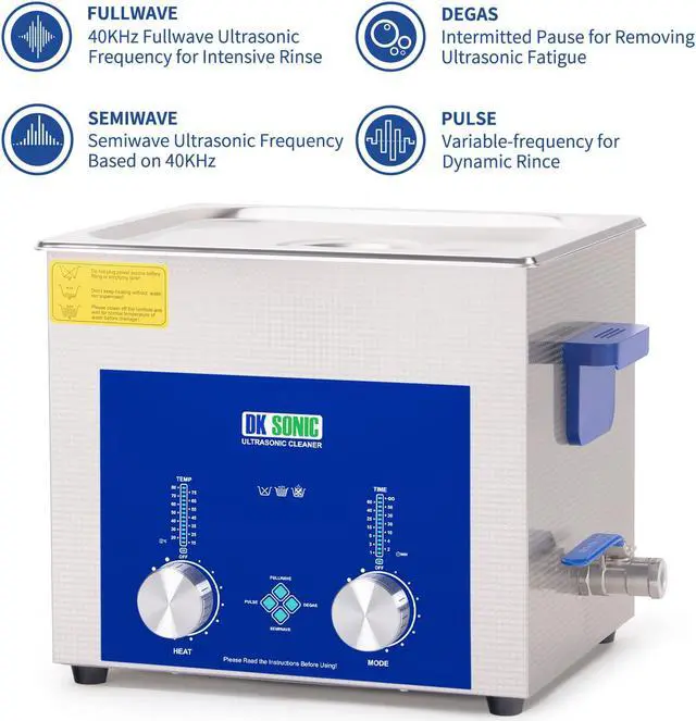 Alt view image 3 of 7 - DK SONIC Ultrasonic Cleaner - Ultrasonic Vinyl Record Cleaner,Sonic Cleaner,Ultrasound Gun,Lab Tool,Carburetor,Engine Parts Cleaning Machine with Encoded Timer and Heater(2.64Gal-10L)