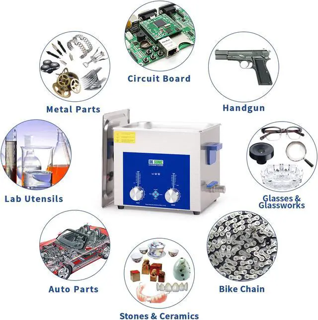 Alt view image 6 of 7 - DK SONIC Ultrasonic Cleaner - Ultrasonic Vinyl Record Cleaner,Sonic Cleaner,Ultrasound Gun,Lab Tool,Carburetor,Engine Parts Cleaning Machine with Encoded Timer and Heater(2.64Gal-10L)