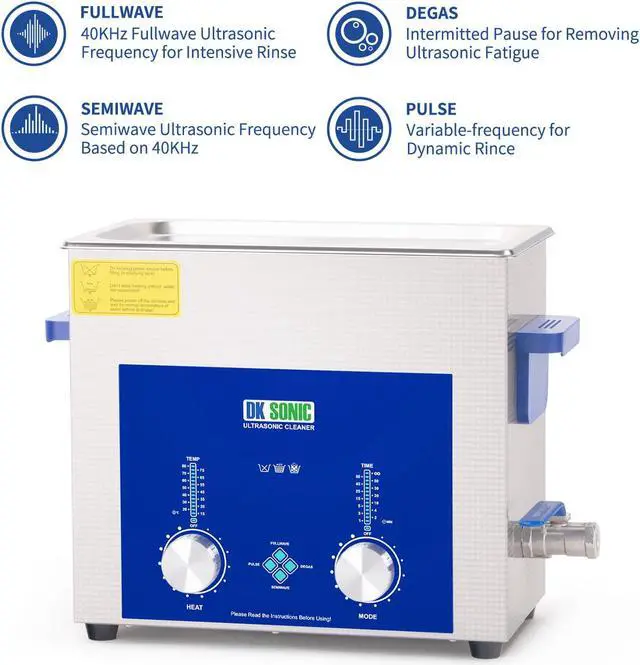 Alt view image 3 of 7 - DK SONIC Ultrasonic Cleaner - Ultrasonic Vinyl Record Cleaner,Sonic Cleaner,Ultrasound Gun,Lab Tool,Carburetor,Engine Parts Cleaning Machine with Encoded Timer and Heater(1.58Gal-6L)